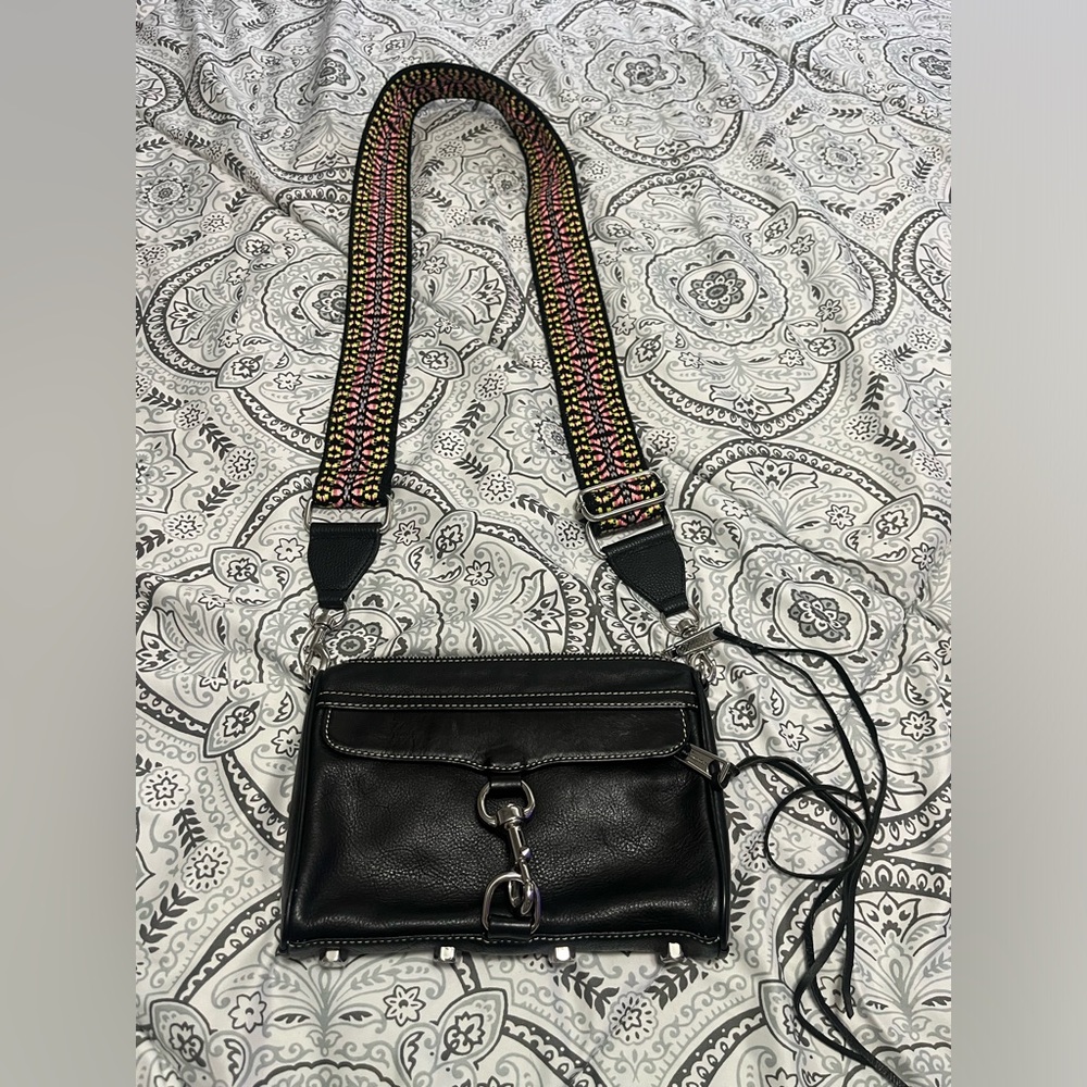 Rebecca Minkoff Black Crossbody Bag with Colorful Strap